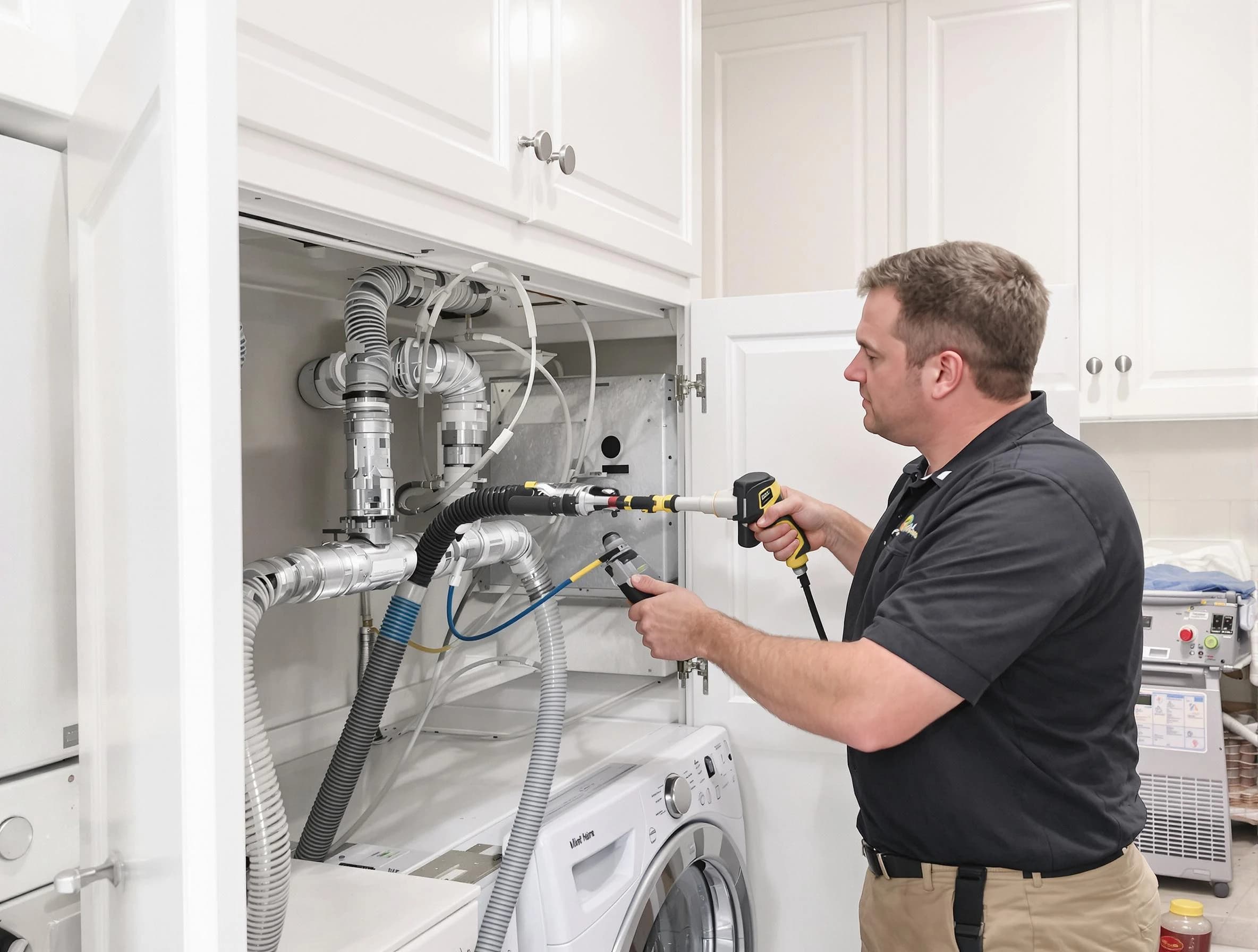 Mead Dryer Vent Cleaning professional removing severe blockage from a clogged dryer vent in Mead