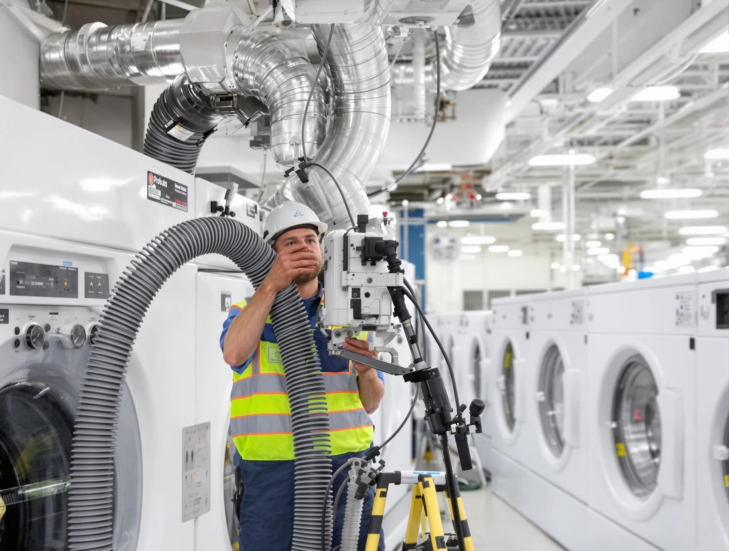 Mead Dryer Vent Cleaning team performing commercial-grade dryer vent cleaning at a business facility in Mead